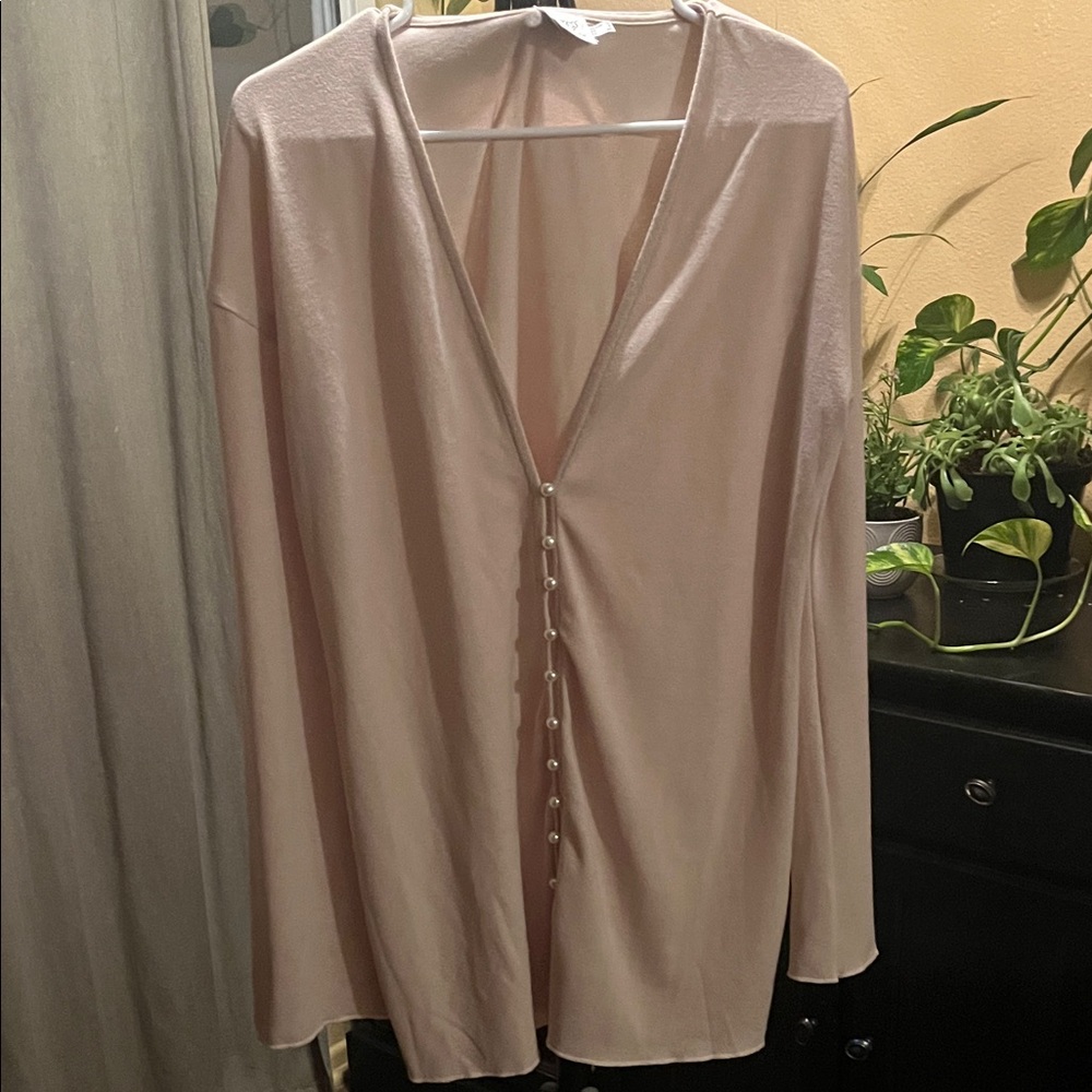 Princess Polly Blush Cardigan with Pearl Accents